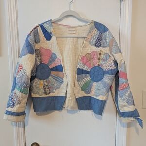 Vintage Dresden Plate Quilt Jacket Colorful Patchwork Handmade